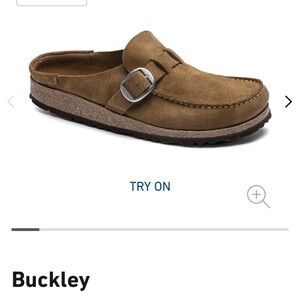 Like new condition, Birkenstock Buckley mules, beautiful suede tea color